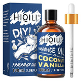 HIQILI Coconut Vanilla Fragrance Oil 100ml, Essential Oil for Diffuser Soap Candle Making Slime Scents, Scented Oils for Aromatherapy Car Freshies