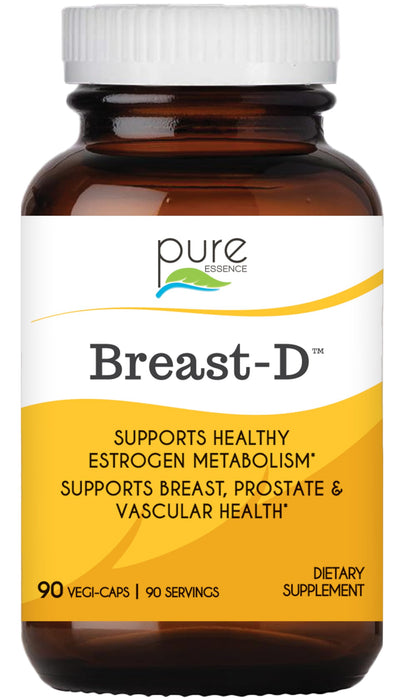 Breast D by Pure Essence - Natural Supplement for Estrogen Balance, Hormonal Acne, and Menopause Support with Vitamin D3, Calcium, Green Tea & Lycopene - 90 Capsules