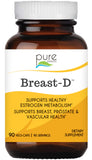 Breast D by Pure Essence - Natural Supplement for Estrogen Balance, Hormonal Acne, and Menopause Support with Vitamin D3, Calcium, Green Tea & Lycopene - 90 Capsules