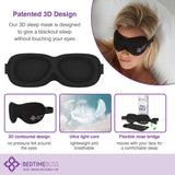 Sleep Mask | Eye Mask for Sleeping Men/Women Better Than Silk Our Luxury Blackout Contoured Eye Masks are Comfortable - This Sleeping mask Set Includes Carry Pouch and Ear Plugs (No Scent)