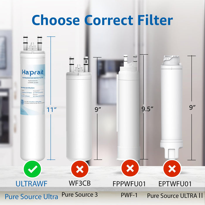 Haprait HP005 Replacement for Frigidaire ULTRAWF, Pure Source Ultra, Kenmore 9999, 469999, 46-9999, A0094E28261 Water and Ice, 3 Count