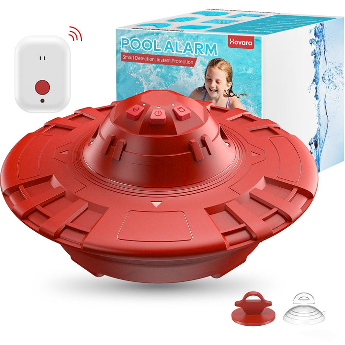 Pool Alarm, Floating Pool Safety Alarms for Inground & Above Ground Pools – Loud 110dB Alert, Adjustable Sensitivity, Protection for Kids & Pets (Hot Red)
