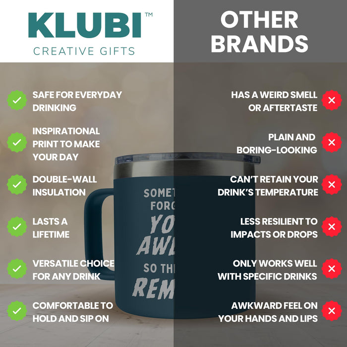 KLUBI Mens Birthday Gift Ideas - Sometimes You Forget You're Awesome 14oz Navy Coffee Mugs for Men Christmas Gifts Thank You Gifts for Men Gifts for Birthday Gifts for Men Unique Gifts for Men Over 50