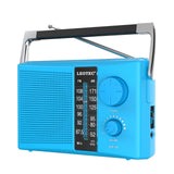 LEOTEC AM/FM Radio with Best Reception, AC or Battery Operated Portable Radio with Big Speaker, Large Tuning Knob, Clear Dial, Earphone Jack for Gift, Elder, Home (Blue)