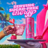 Alani Nu PINK SLUSH Sugar Free Low Calorie Energy Drinks | 200mg Caffeine | Paris Hilton x Alani Nu | Biotin B Vitamins | Zero Sugar | 15 Calories | 12 Fl Oz Cans | 12 Pack