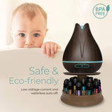 Aromatherapy Essential Oil Diffuser Gift Set with 20 Oils and Rotating Display Stand - 400ml Ultrasonic Diffuser with 20 Essential Plant Oils - 4 Timer & 7 Ambient Light Settings