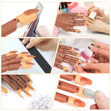 LIONVISON Practice Hand for Acrylic Nails, Flexible Nail Practice Hands Training Kits, Fake Manican Hands for Nails Practice, Movable Nail Maniquin Hand with 300PCS Nail Tips, File, Brush and Clipper