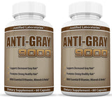 Justified Laboratories Anti Gray Hair 9000 Helps Restore Natural Hair Color 60 Capsules Per Bottle 2 Pack