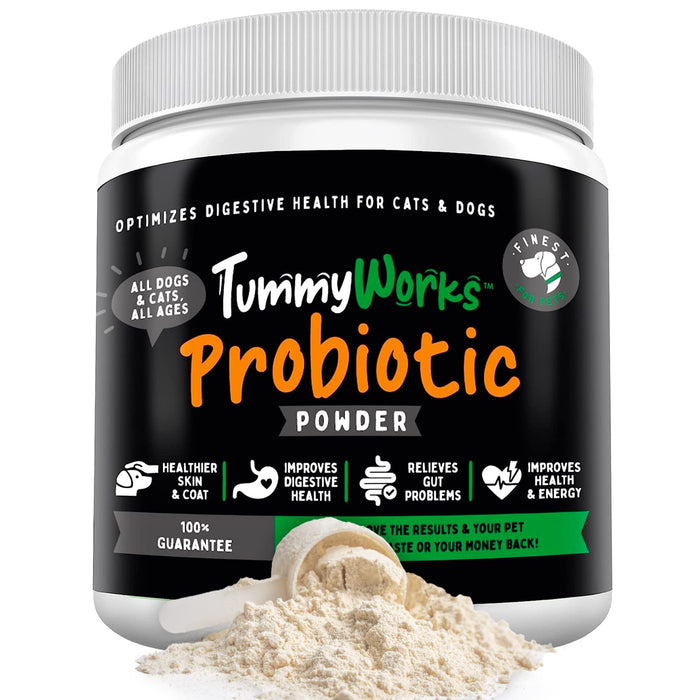 TummyWorks Probiotic Powder for Dogs & Cats. Probiotics For Digestive Health, Immune Support, Diarrhea, Gas, Itching & Seasonal Allergies. With Digestive Enzymes & Prebiotics. Made in USA - 160 Scoops