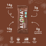 ALOHA Organic Plant Based Protein Bars - Chocolate Chip Cookie Dough - 12 Count, 1.9oz Bars - Vegan Snacks, Low Sugar, Gluten-Free, Low Carb, Paleo, Non-GMO, Stevia-Free, No Sugar Alcohols