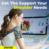 Sparthos Shoulder Brace - Support and Compression Sleeve for Torn Rotator Cuff, AC Joint Pain Relief - Arm Immobilizer Wrap, Ice Pack Pocket, Stability Strap, Dislocated Sholder - Men and Women - XXL