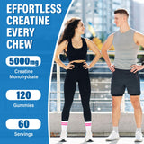 Creatine Monohydrate Gummies for Men & Women, 5g of Creatine Per Serving for Enhanced Muscle Growth, Strength, and Recovery, 0g Sugar-Pre-Workout Supplement-Blueberry Flavor, 120 Count