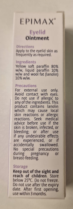 Epimax Eyelid Ointment-A soothing moisturiser to help relieve eyelids that are dry, itchy, red, and flaky. Soothe, hydrate and comfort dry skin around the delicate eye area