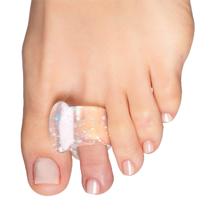 ZenToes Gel Toe Separators for Overlapping Toes, Bunions, Big Toe Alignment, Corrector and Spacer - 4 Pack (Glitter)