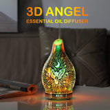 MAXWINER Essential Oil Diffuser 3D Glass Angel Aromatherapy Diffuser, Ultrasonic Cool Mist Oil Diffuser, Auto Shut-Off, Timer Setting, 7 Colors LED Lights Changing for Home, Office, Spa 120ml