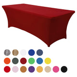 Obstal 6ft Stretch Spandex Table Cover for Standard Folding Tables - 2 Pack Universal Rectangular Fitted Tablecloth Protector for Holiday Party, 72L x 30W x 30H Inches, Christmas Red, 2pc