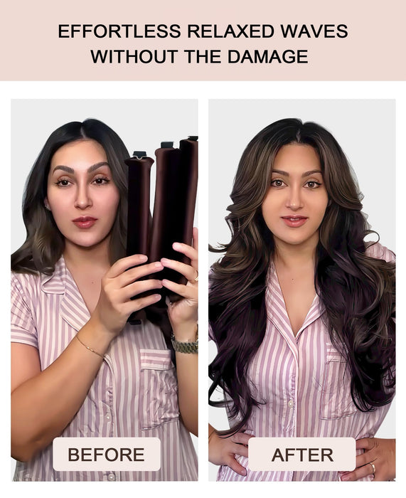 Heatless Hair Curler Overnight Curls Blowout Rods Headband No Heat Curlers to Sleep in Large Rods Hair Rollers Blowout Look for Short Hair Styling Tools Silk Hair Wrap Curling Set Brown