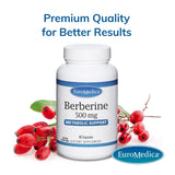 Euromedica Berberine 500 mg - 60 Capsules - Indian Barberry - Metabolic Support - Non-GMO, Vegan - 60 Servings