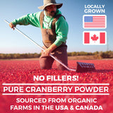PURE CO USDA Organic Cranberry Concentrate (50:1) Powder - 500mg is Equivalent to 25,000mg of Fresh Cranberries - for Kidney Cleanse & UTI Support Vitamins - Women - Supplement - 100 Servings - No Pills