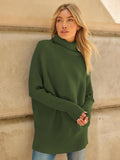 LILLUSORY Christmas Sweaters Womens Green Turtleneck Oversized Fall Fashion Sweater Dress 2024 Trendy Long Pullover Knit Tops