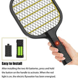 LUOJIBIE Electric Fly Swatter, Battery Operated Bug Zapper Racket, Ultralight Handheld Mosquito Killer for Indoor & Outdoor Pest Control