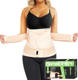 3 in 1 Postpartum Belly Band Wrap Support Recovery Girdles Abdominer Binder Post Surgery Belly&Waist&Pelvis Support Belt & Back Brace (Beige, XX-Large)