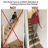 New Stair Climbing Assist Cane by Rock Steady Cane Lets You Walk Up and Down Stairs Easily with Less Pain. Perfect Step Helper for Those with Sore HIPS and Knees