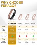 Feraco Men's Copper Magnetic Bracelet Elegant 99.99% Solid Copper Bracelets with Double-Row Strong Magnets, Magnetic Field Therapy Jewelry (Black)