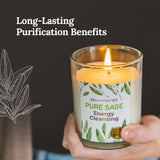 Magnificent 101 Set of 3 Long Lasting Pure Sage Smudge Candles | 42 Hour Burn - 3.5 Oz Each | Made of Soy Wax Candle for House Energy Cleansing, Meditation & Manifestation