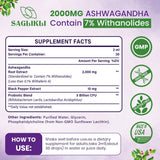 Saglikli Liposomal Ashwagandha Liquid Drops 2000mg, Ashwagandha Root Extract Supplement (7% Withanolides) with Black Pepper Extract & Probiotics for Focus, Cognition & Energy - 4 FL.OZ (2 Bottle)