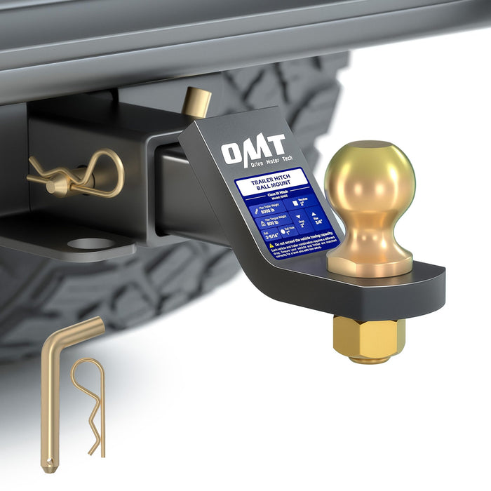 Orion Motor Tech Trailer Hitch Ball Mount, for 2" Receiver with 2" Ball 2" Drop 8000 lb. Towing Capacity, Heavy-Duty Tow Hitch Reversible Ball Hitch for Truck Boat RV Cargo with Hitch Pin & Clip