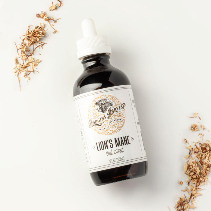Hodgins Harvest Lion's Mane Tincture | Made with Mushrooms Grown On Our Farm in The USA | Dual Extract | Extra-Concentrated (2 fl oz)