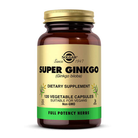 Solgar Super Ginkgo, 120 Vegetable Capsules - Full Potency (FP) - Antioxidant & Nervous System Support - Brain Health - Non-GMO, Vegan, Gluten Free, Dairy Free, Kosher - 120 Servings