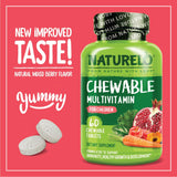 NATURELO Chewable Vitamin for Kids – Multivitamin with Whole Food Organic Fruit Blend - 60 Tablets for Children