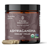 TRIBE ORGANICS Vegan Ashwagandha KSM 66 Pure Organic Root Powder Extract Ayurvedic Supplement - Focus Mood Support Increase Energy Strength 600mg of Natural KSM66 for Superior Absorption - 90 Capsules