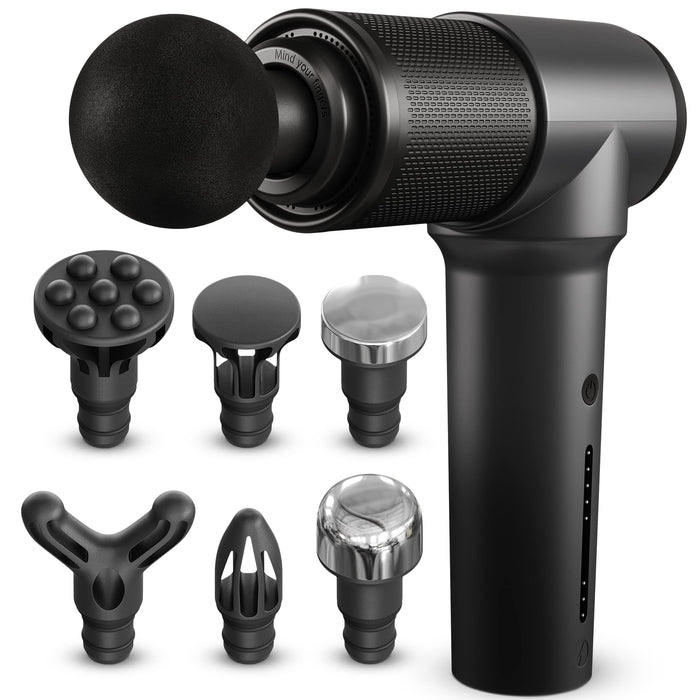 Turonic GM5 Massage Gun - Deep Tissue Massager for Muscle Relax & Pain Relief (Foot, Back, Neck, Shoulder, Leg, Calf) - 5 Speeds, 7 Massage Heads - Quiet Electric Handheld Percussion Massage Gun