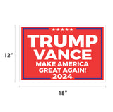 Trump Vance 2024 Make America Great Again Red 12"x 17.5" Presidential Campaign Yard Sign