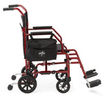 Medline Steel Transport Wheelchair, Folding Chair with Desk-Length Arms and Anti-Tippers