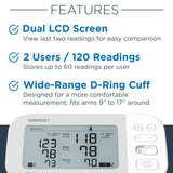 OMRON Gold Blood Pressure Monitor, Premium Upper Arm Cuff, Digital Bluetooth Blood Pressure Machine, Stores Up to 120 Readings for Two Users (60 readings each)