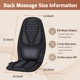 comrelax Back Massage Chair Pad, 3D Lumbar Support Electric Back Massager for Back Pain Relief, Massage Seat Cushion with 3 Vibraion Intensities & 2 Level Heat
