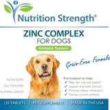 Nutrition Strength Zinc for Dogs to Support Healthy Skin & Coat, Promote Normal Growth, Balanced Immune Function & Cellular Metabolism, with Biotin, Folate, Selenium & Vitamin E, 120 Chewable Tablets