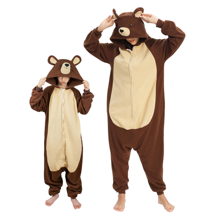 NAITOKE Adult Animal Onesie Halloween Costume Cosplay One-Piece Pajamas Women Man Teens Brown