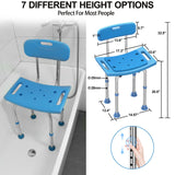 UGarden Upgraded Heavy Duty Stainless Steel Shower Chair with Wide Back,400LB Anti Slip Shower Chair for Bathtub,Safety Adjustable Shower Chair for Inside Shower,Blue Shower Stool for Elderly,Disabled