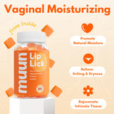 Muun Vaginal Dryness Gummy for Perimenopause Menopause with Slippery Elm Bark, Omega 6, 7, & 9, 100 Billion CFUs Probiotic, Prebiotic- Estrogen Free, Hormone Free Vaginal Moisturizer