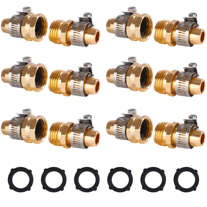 Dalmbox Garden Hose Quick Connector, 3/4" Male and Female Quick Release Garden Hose Connect Fittings With 6 Rubber Washers,6 sets