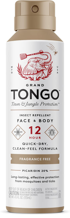 Grand Tongo DEET-Free Insect Repellent, The 12 Hour Protection, DEET Alternative – Fragrance Free