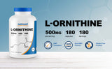 Nutricost L-Ornithine 500mg, 180 Capsules - Non-GMO and Gluten Free