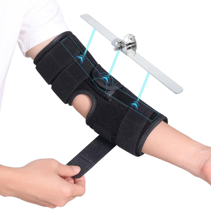 Cubital Tunnel Syndrome Elbow Brace, Ulnar Nerve Entrapment Splint, Elbow Immobilizer for Night Sleeping and Day Working, 4 Angles Adjustable, Fit Women & Men, Right & Left Arm - L/XL