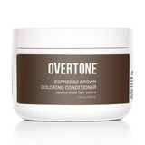 OVERTONE Haircare Semi-Permanent Color Depositing Conditioner with Shea Butter & Coconut Oil, Espresso Brown, Cruelty-Free, 8 oz